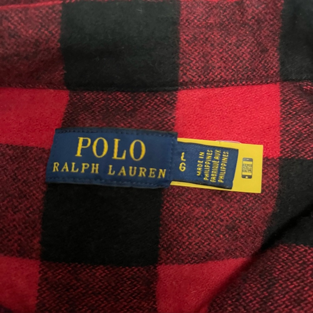 POLO Ralph Lauren Women’s Country Black & Red Check Flannel Fringe - Size L - Picture 9 of 11